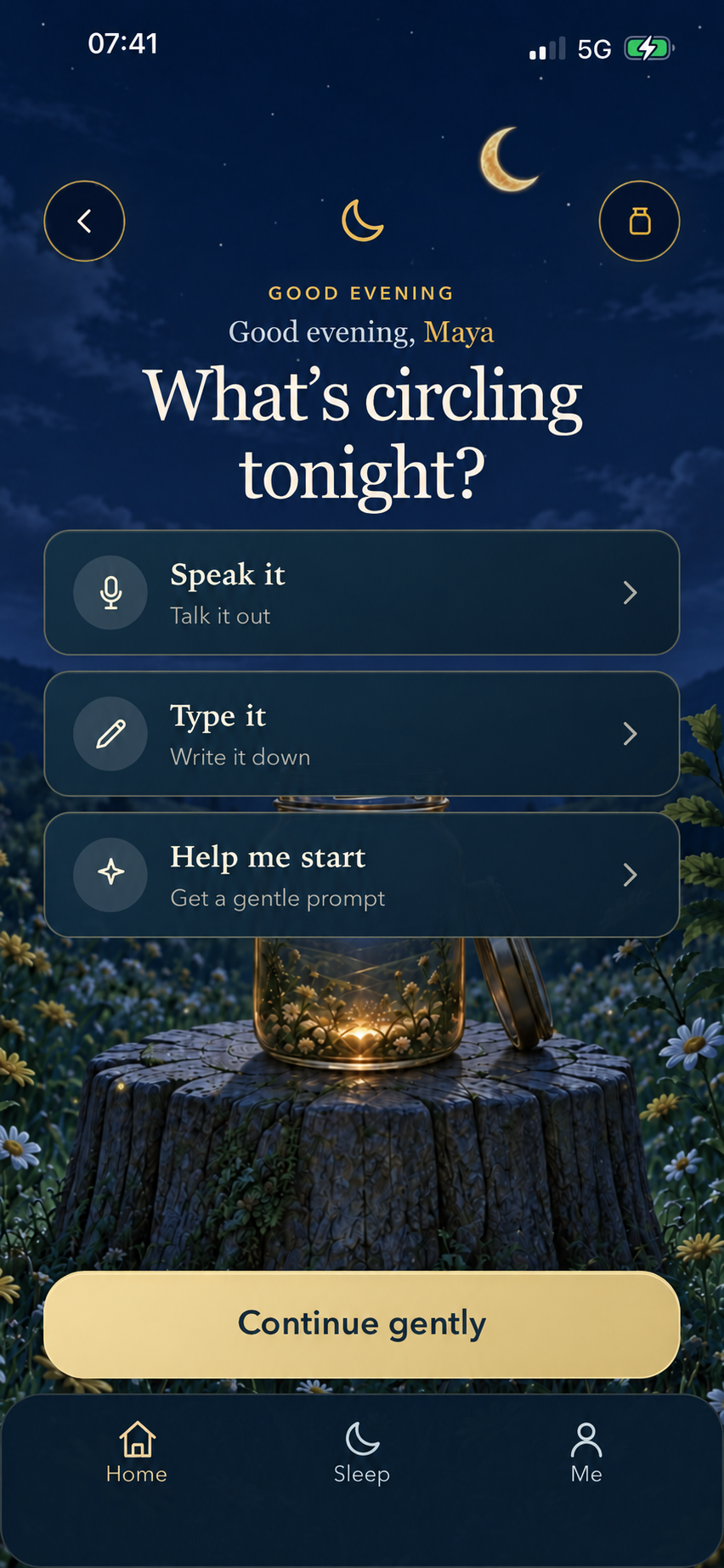 GOODNIGHT JAR — What is circling tonight? Speak, type or begin with a prompt