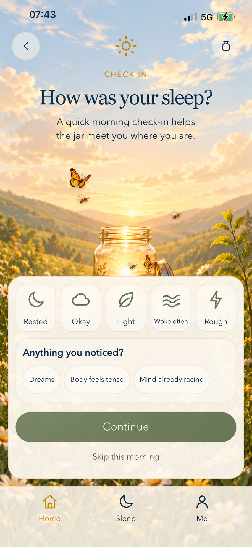 GOODNIGHT JAR — How was your sleep? morning check-in