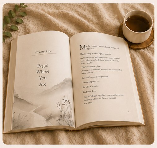 The book open at Chapter One, Begin Where You Are