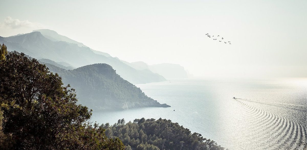 Mountain and coastal landscape in Mallorca, Spain