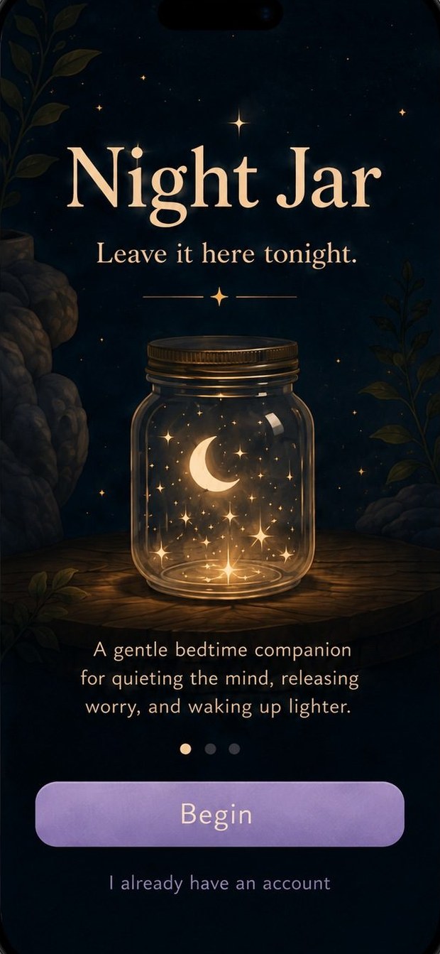 The GOODNIGHT JAR welcome screen — leave it here tonight